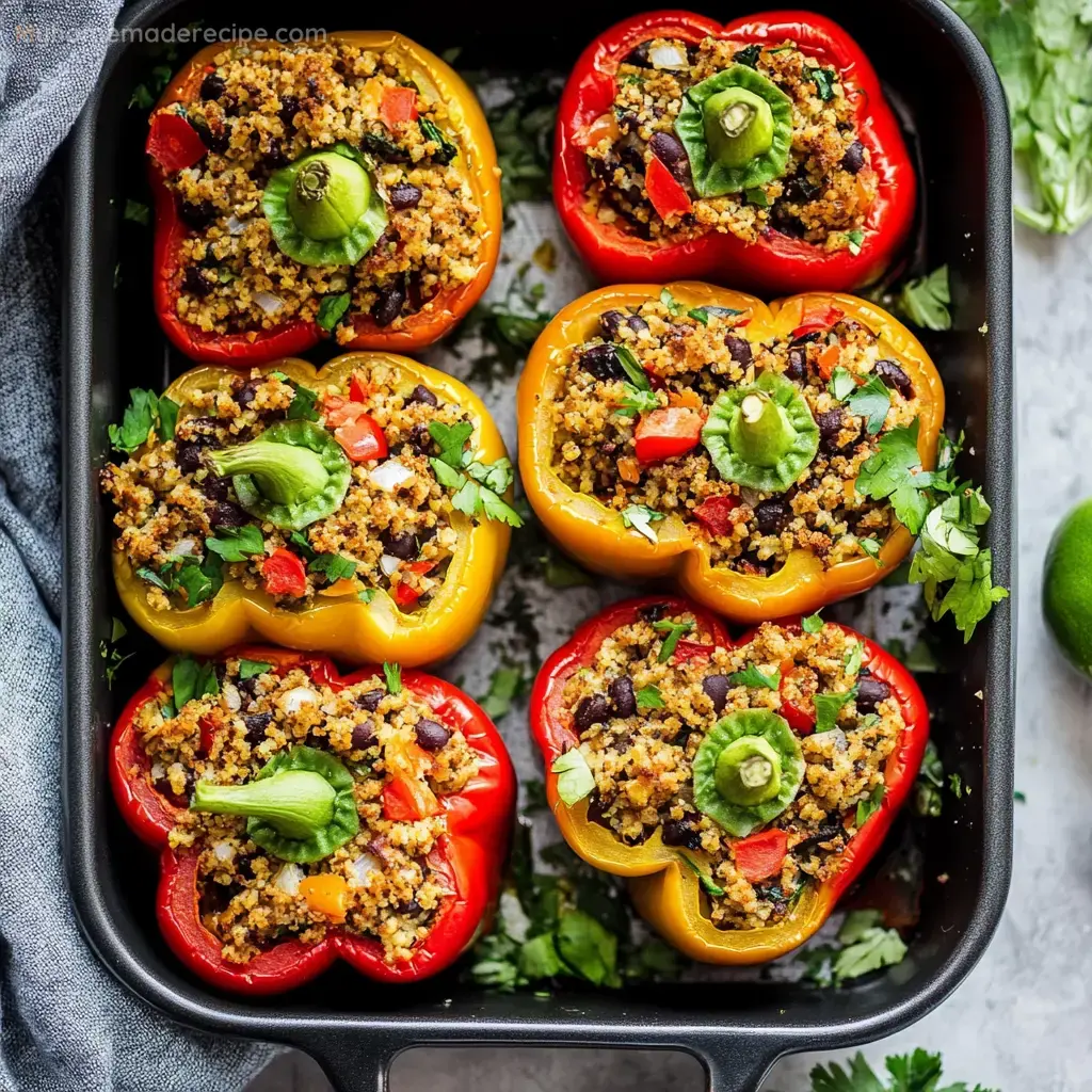 Vegan Lentil Quinoa Peppers