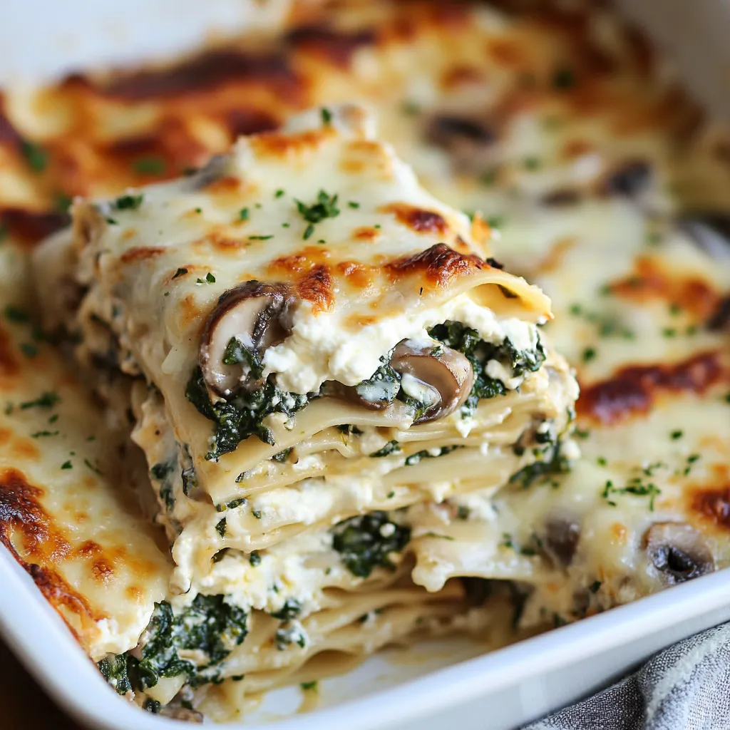Mushroom Spinach White Lasagna