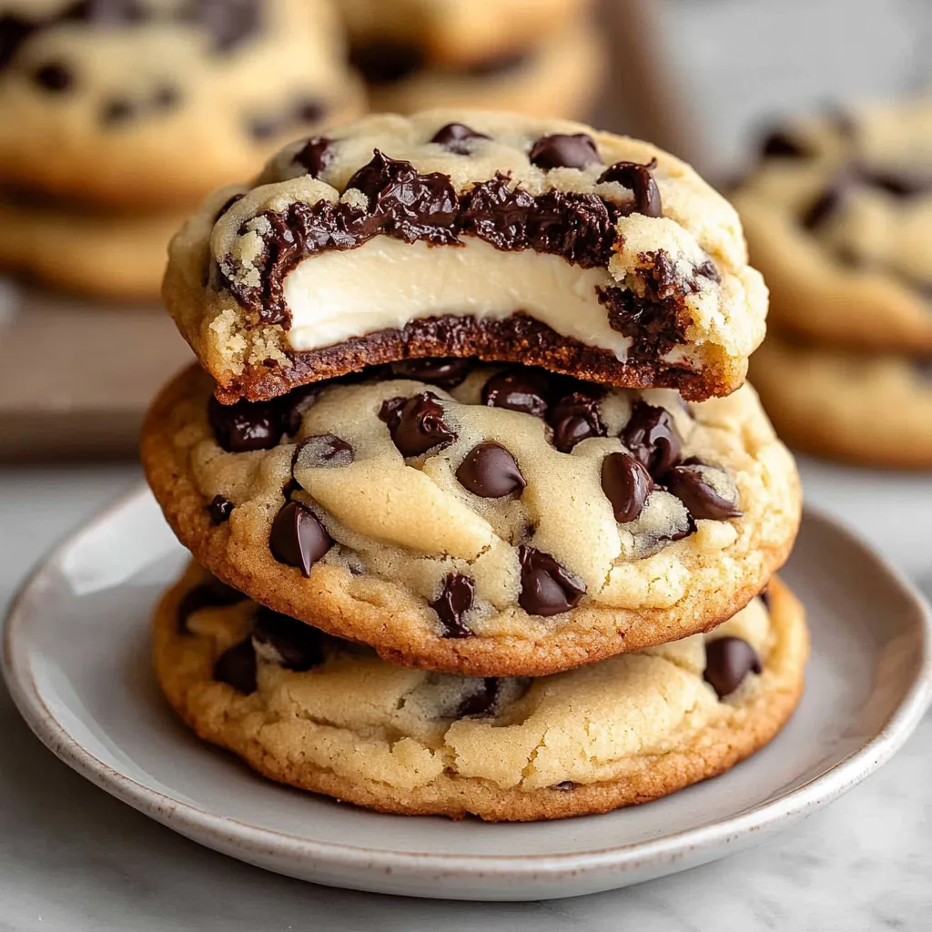Chewy Chocolate Chip Cookies With Cheesecake Center