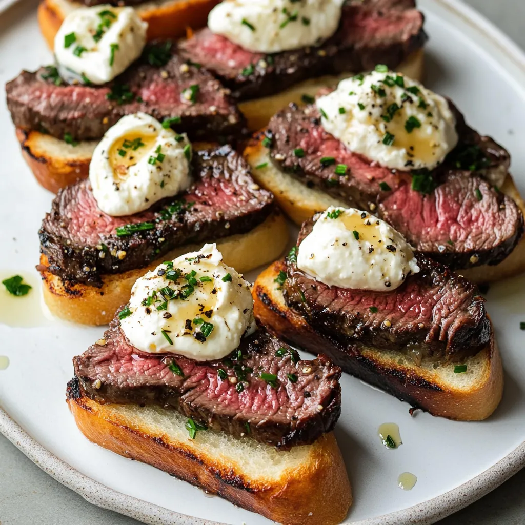 Crisp Toast with Burrata and Steak