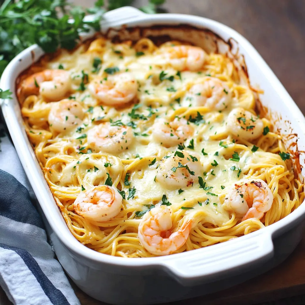 Shrimp and Cheese Pasta Bake Simple Dish