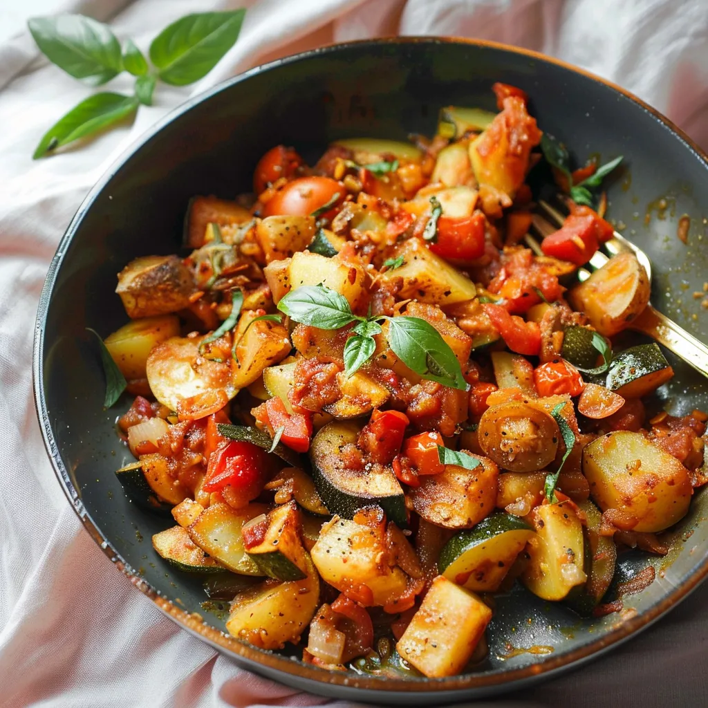 Vegetable and Potato Skillet with Zucchini & Tomatoes