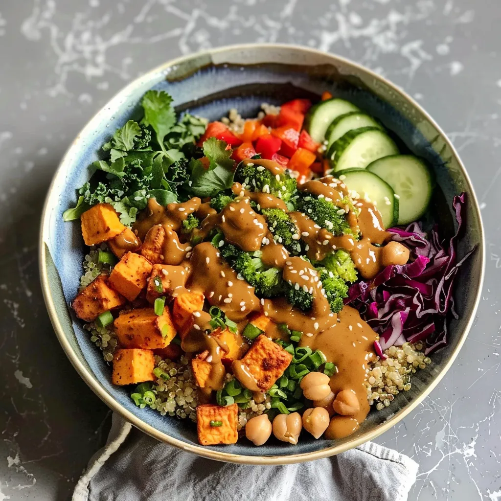 Sweet potato Buddha bowl with Thai peanut dressing