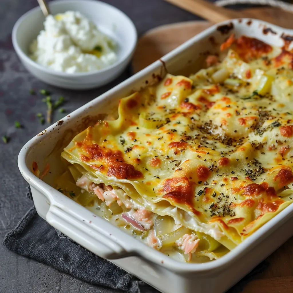 Lasagnes saumon poireaux