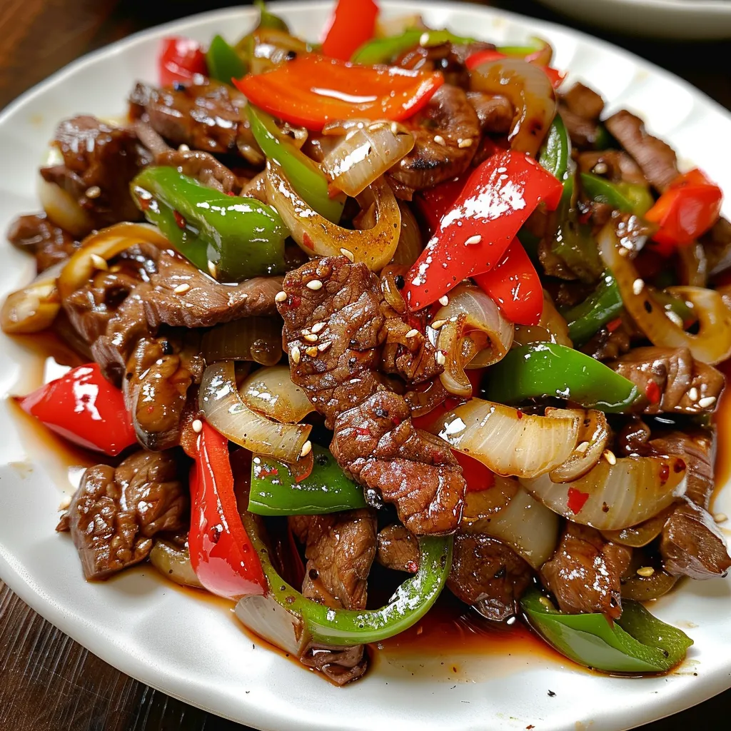 Savoureux bœuf sauté aux poivrons