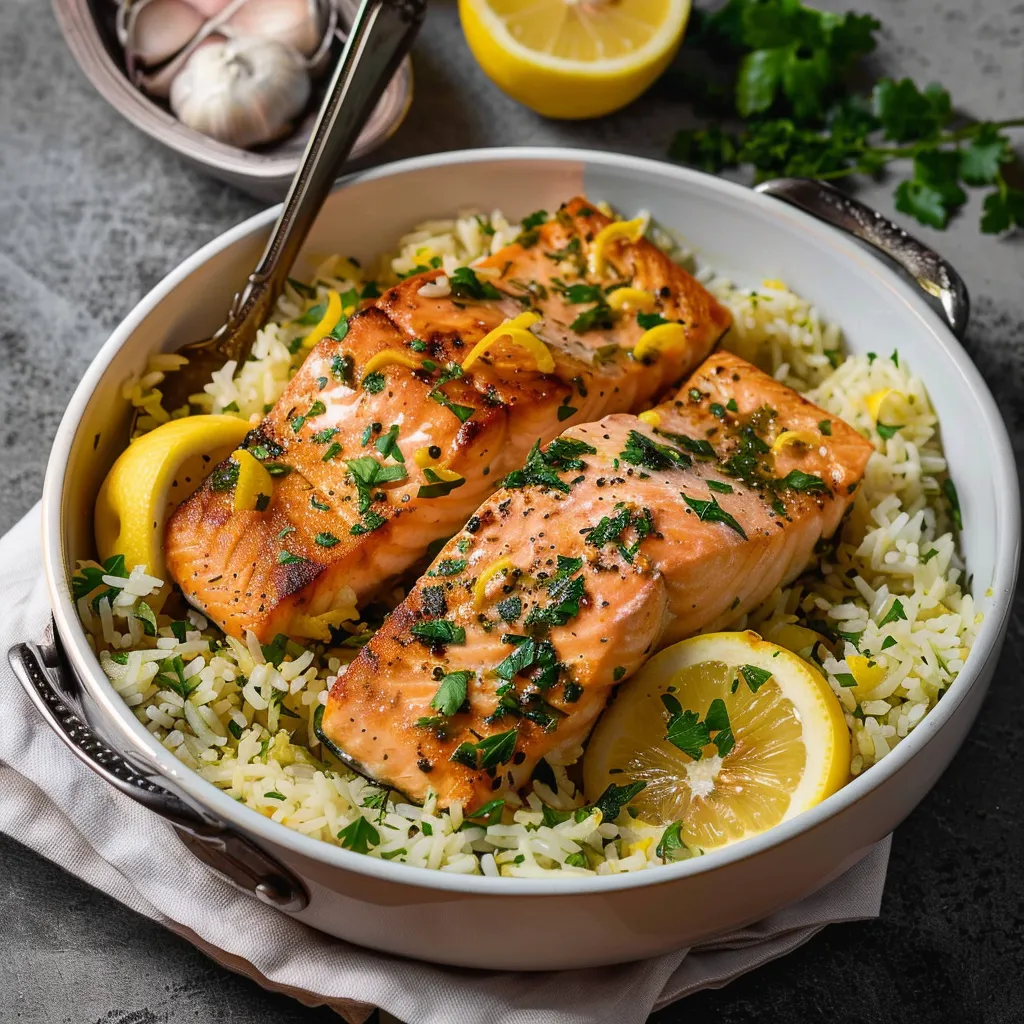 Lemon Salmon with Herbed Rice