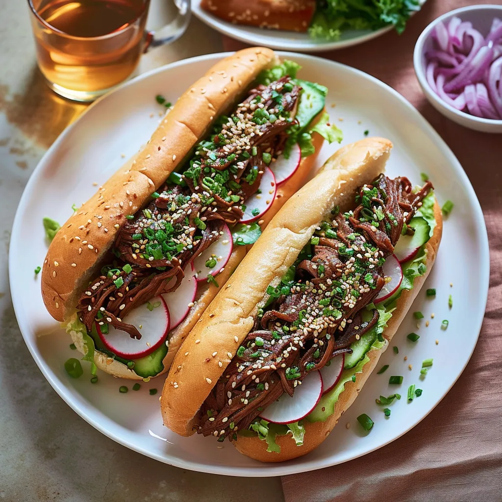 Korean-style Braised Beef Sandwiches