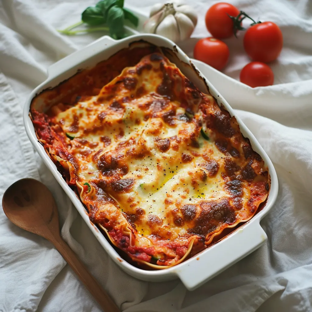 Zucchini Ricotta Lasagna with Tomato Sauce