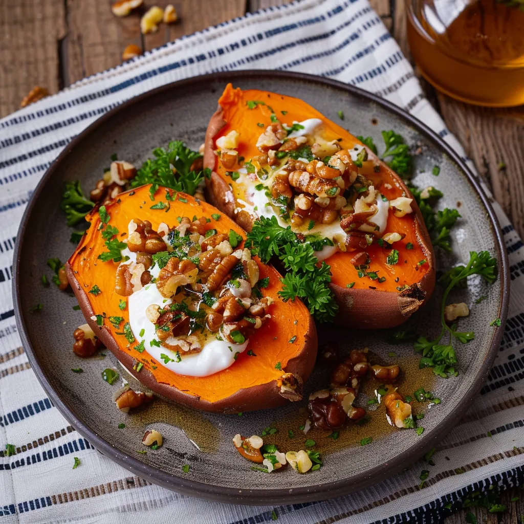 Roasted sweet potato with yogurt