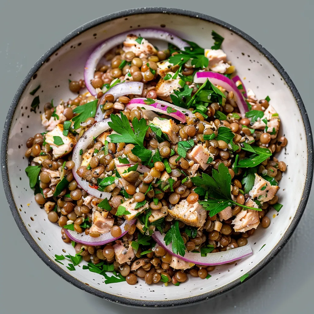 Salade lentilles thon moutarde