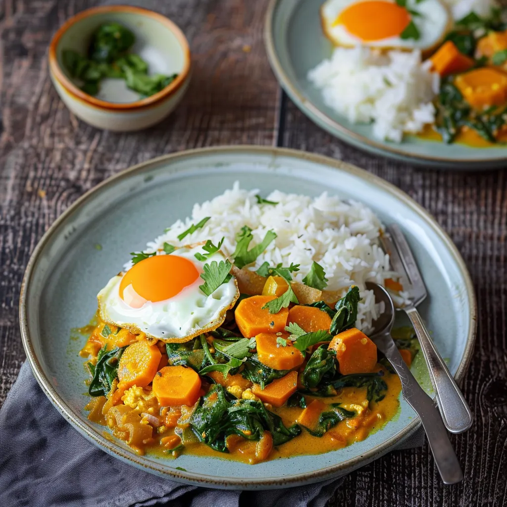 Sweet potato and spinach curry