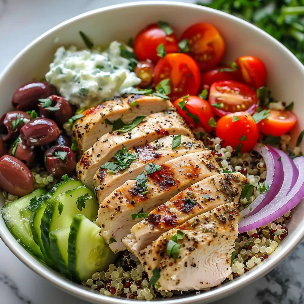 Greek chicken and quinoa bowl