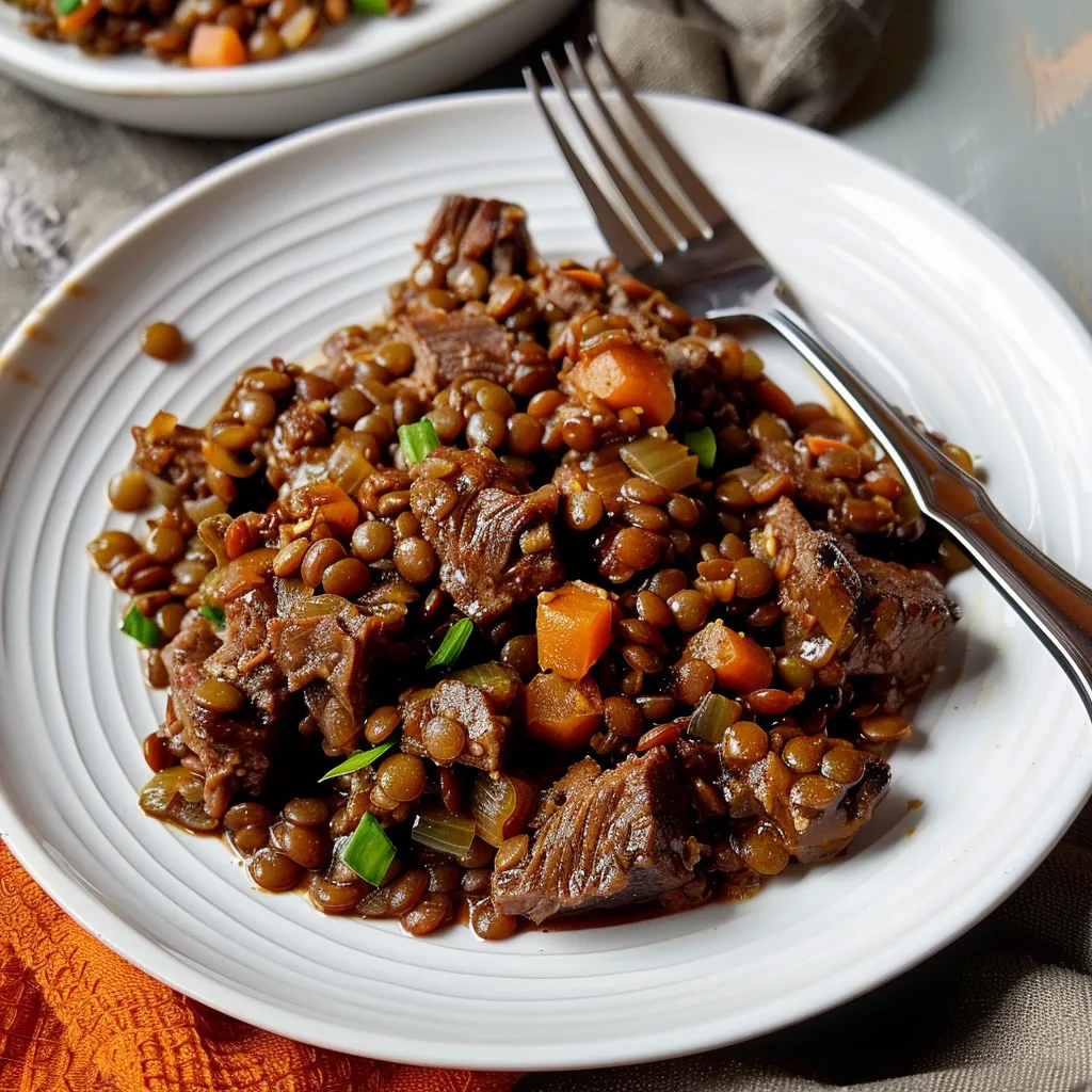 Spiced beef lentils stew