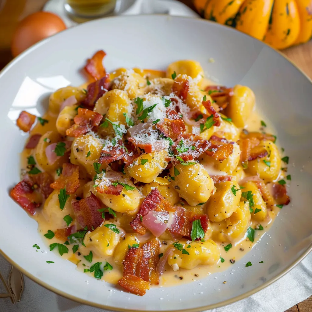 Creamy Pumpkin Gnocchi with Crispy Bacon