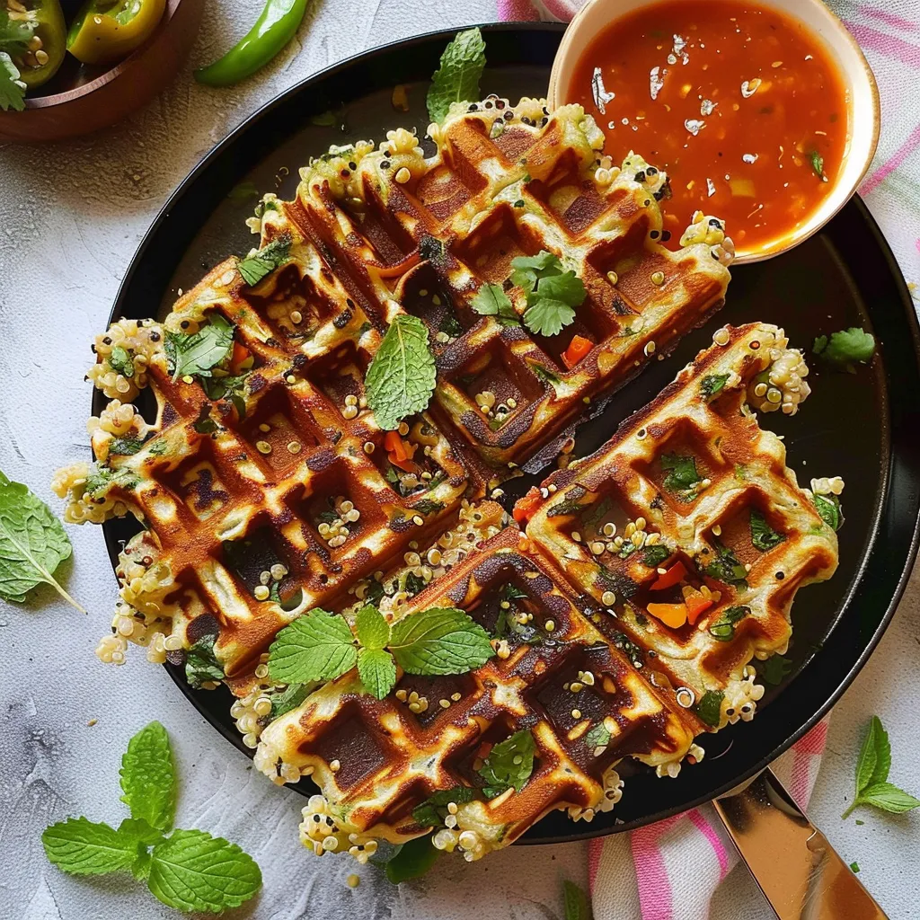 Quinoa vegetable waffles - Healthy spiced version