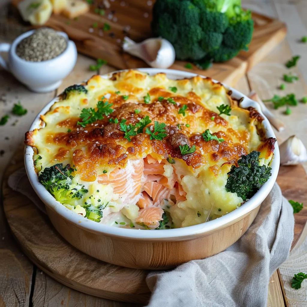 Salmon and broccoli shepherd's pie: a hearty family meal