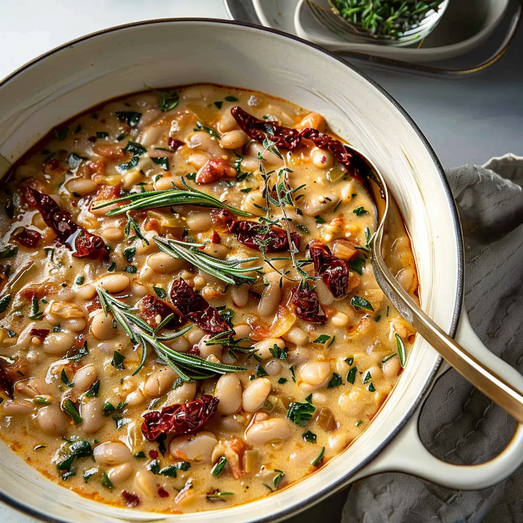 Creamy white beans with sundried tomatoes