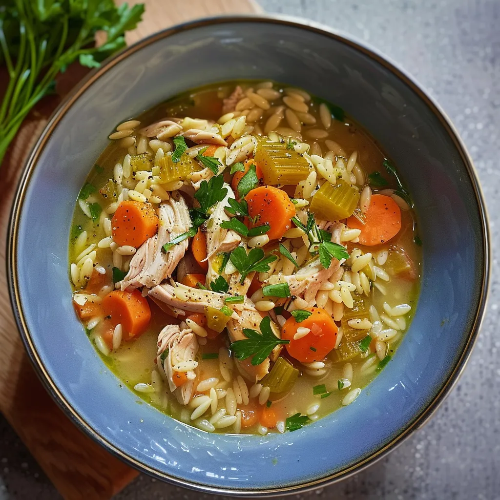 Chicken soup with orzo