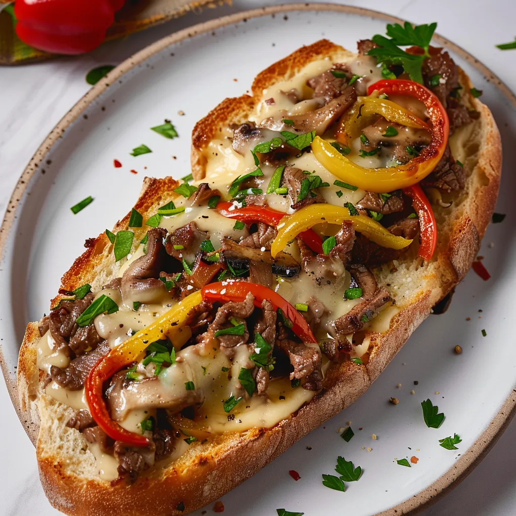 Philly Cheese Steak Style Stuffed Bread - Authentic American Recipe