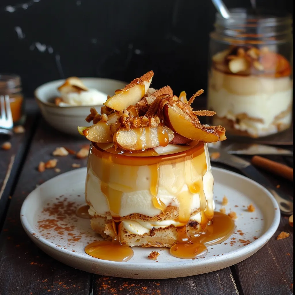 Quick caramel apple tiramisu dessert