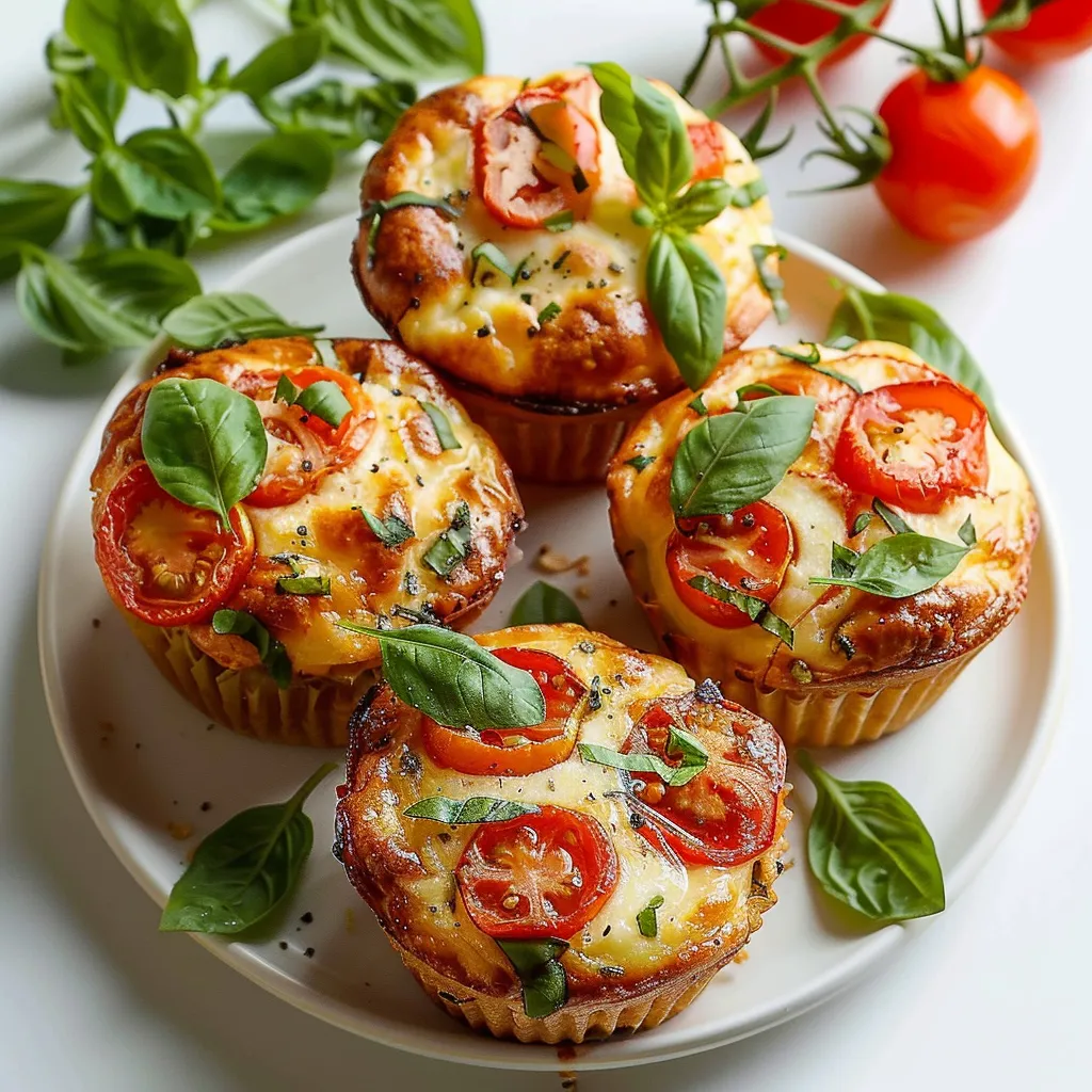 Savory Tomato, Mozzarella and Basil Muffins