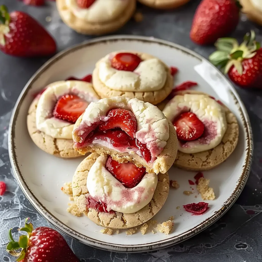 Strawberry Cheesecake Stuffed Cookies - Gourmet Dessert