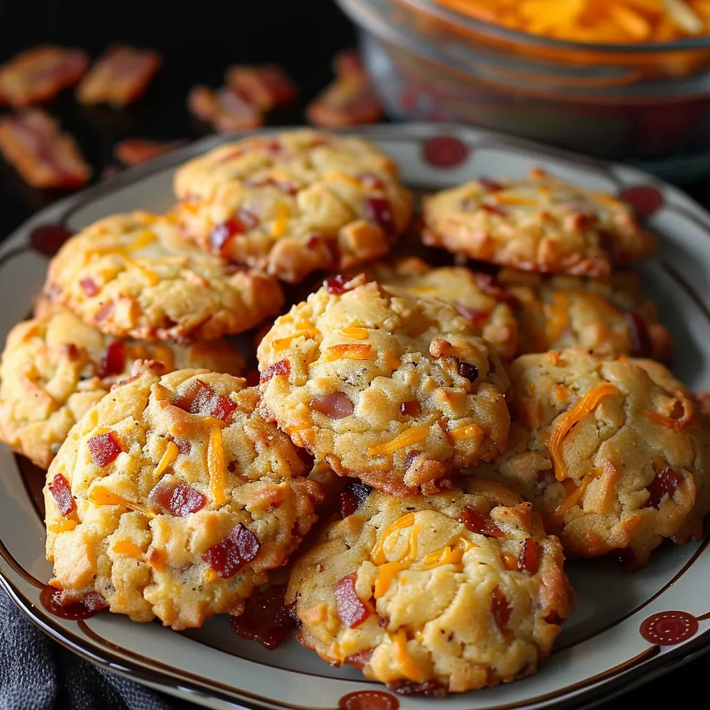 Savory Bacon Cheddar Cookies with Fried Onions