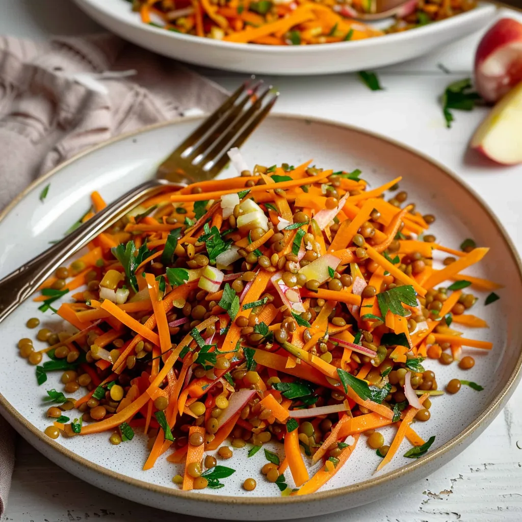 Carrot, apple, and lentil salad