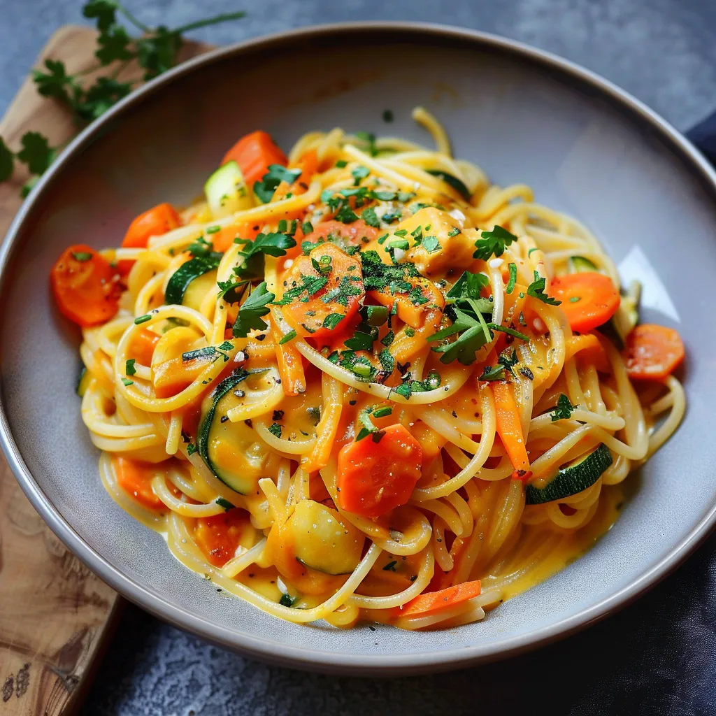 Coconut Milk and Veggie Pasta - Quick and Easy Dish