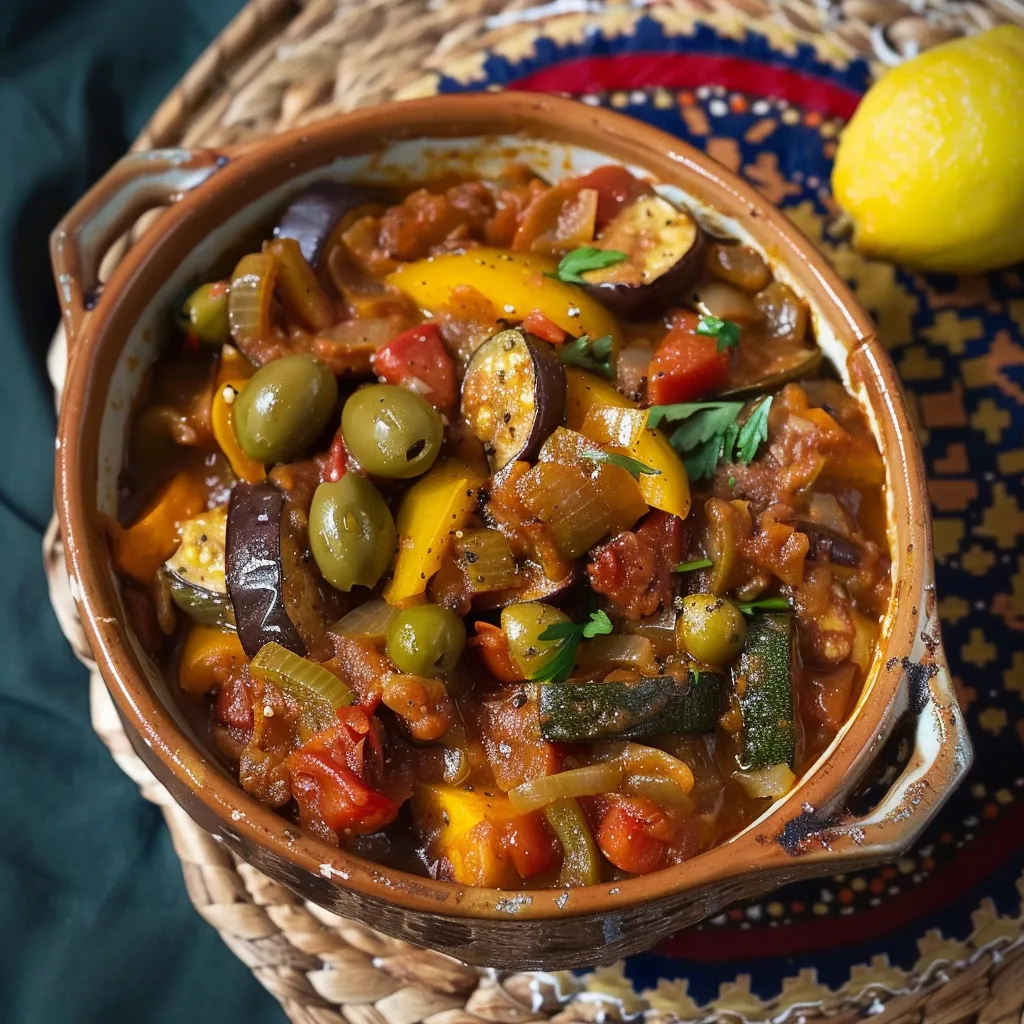 Vegetarian tagine made with fresh summer vegetables