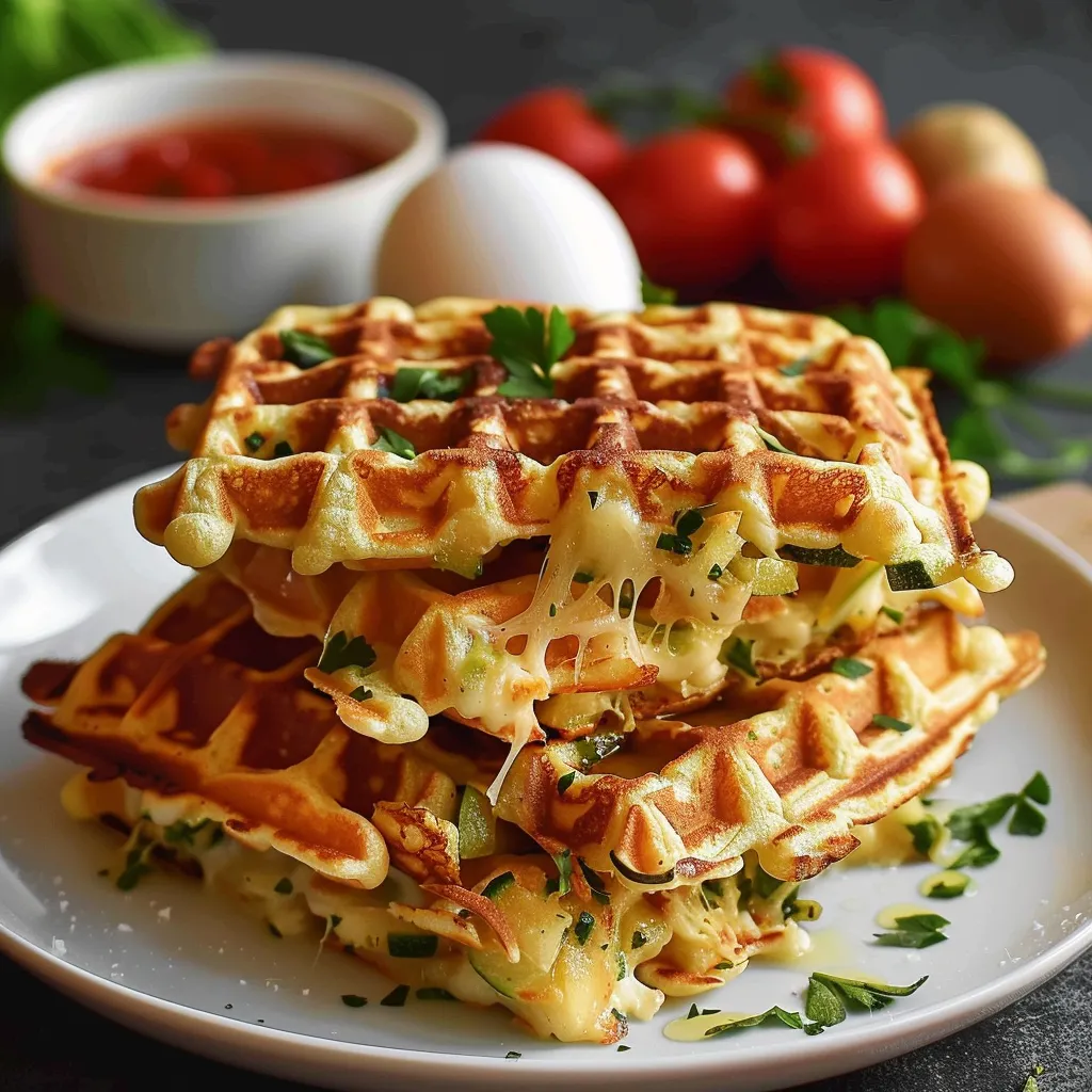 Vegetable Waffles with Mozzarella Cheese