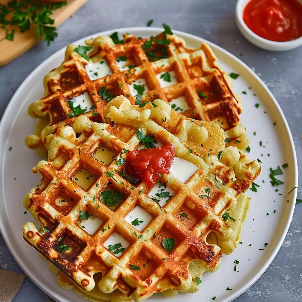 Vegetable Mozzarella Waffles - Easy Recipe