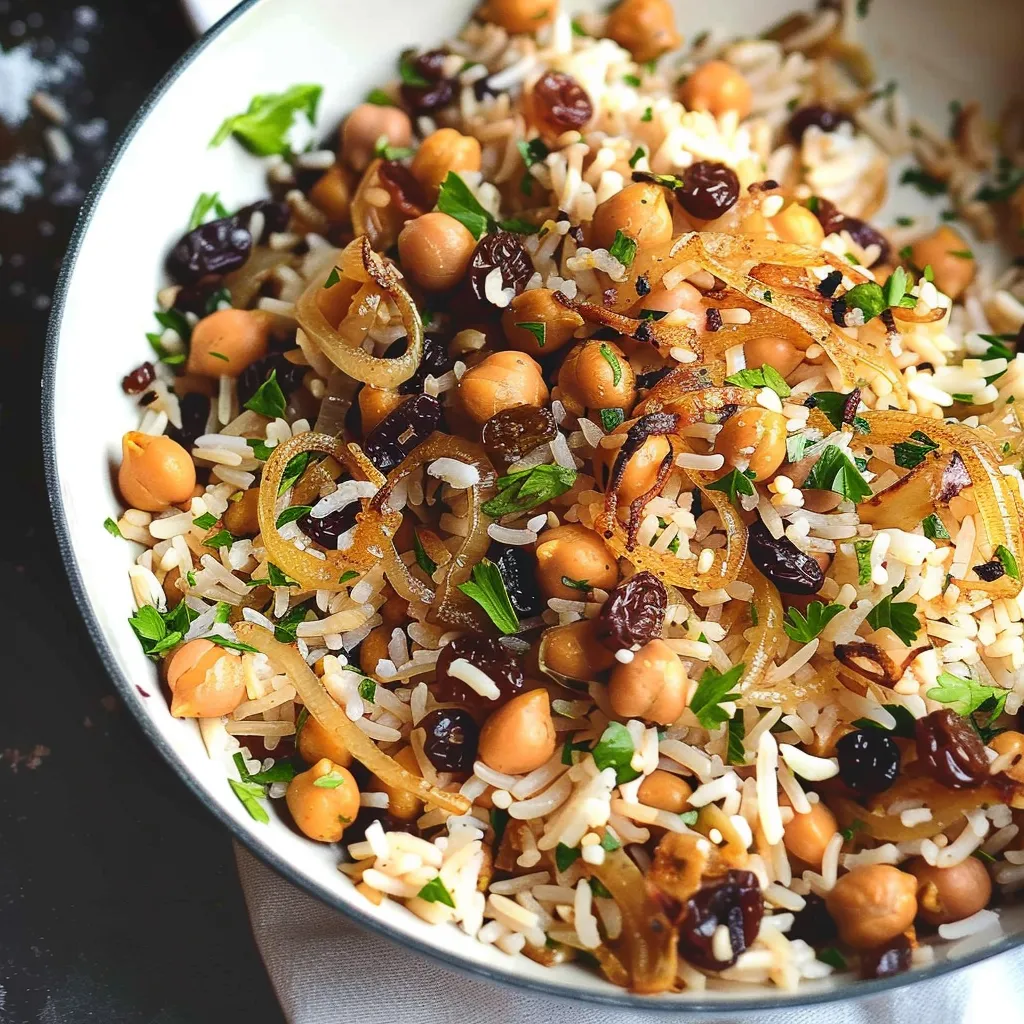 Flavorful Spiced Rice with Chickpeas and Raisins