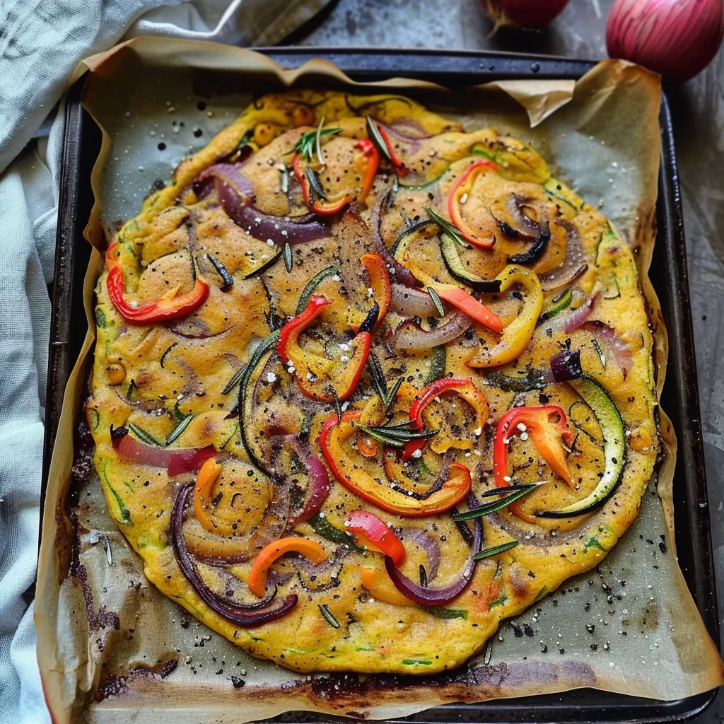 Chickpea flour flatbread with vegetables (gluten-free)