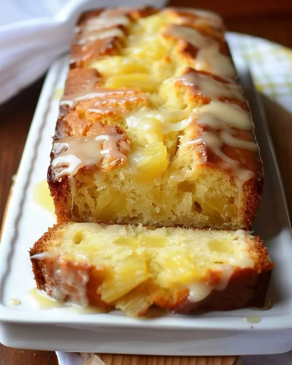A piece of delicious pineapple cake on a plate.