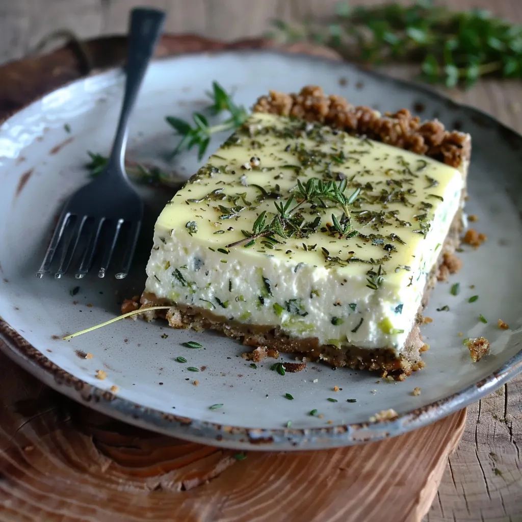 Tasty zucchini and thyme cheesecake with a golden top