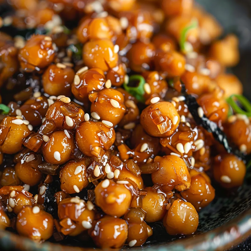 Chickpeas caramelized with miso and sesame