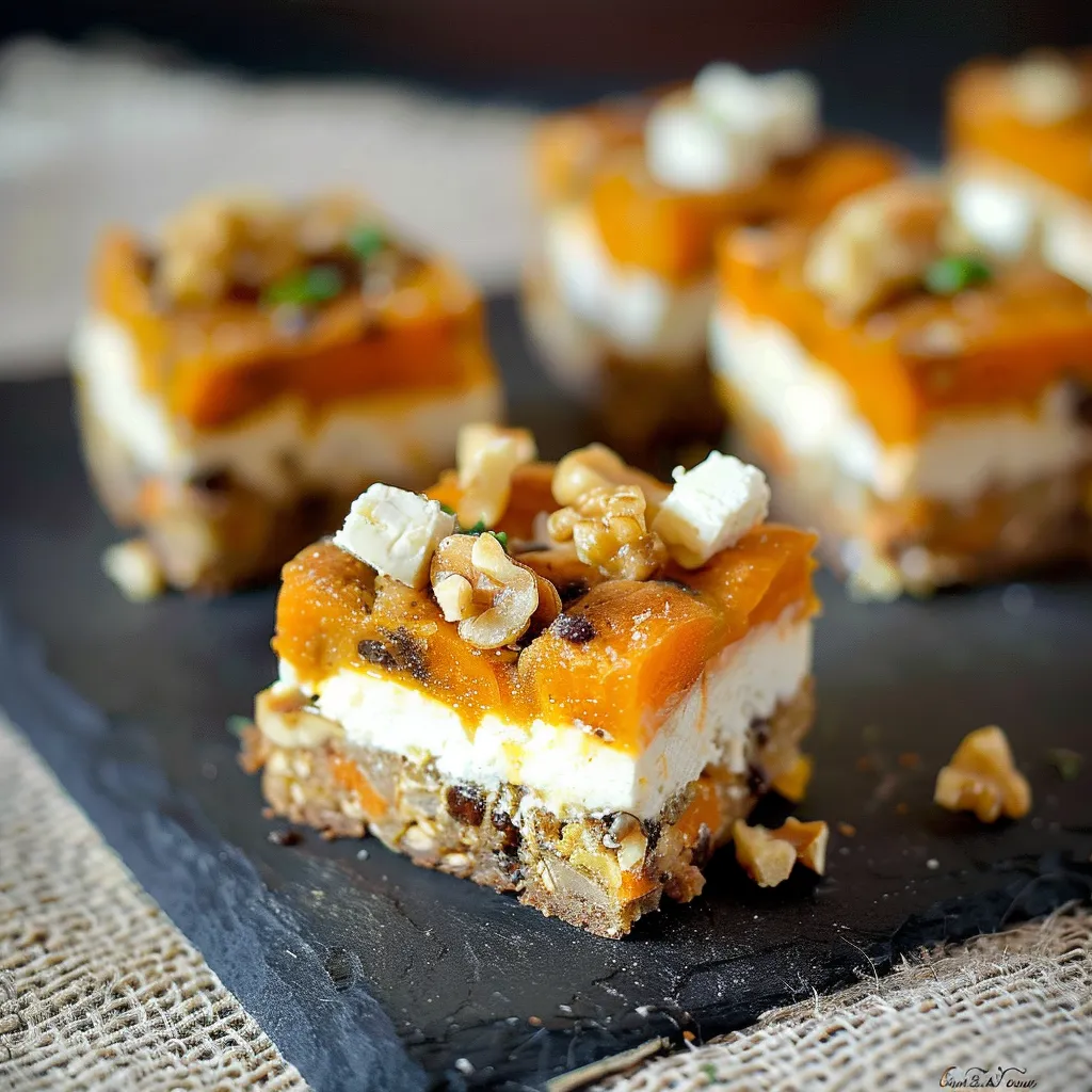 Yummy savory carrot, goat cheese, and nut brownie