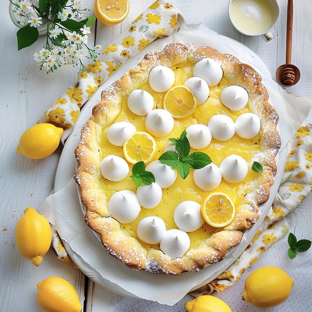 Pie bursting with lemon and meringue flavor