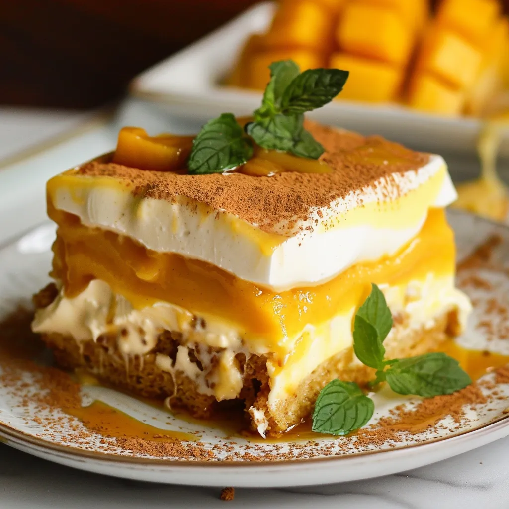 Eggless and dairy-free mango tiramisu