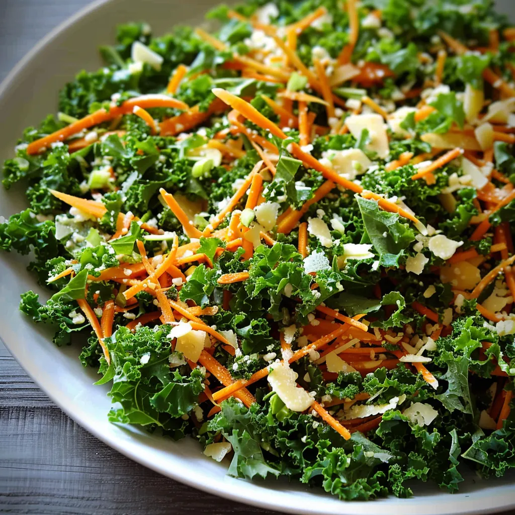 Fresh salad with kale, carrots and parmesan