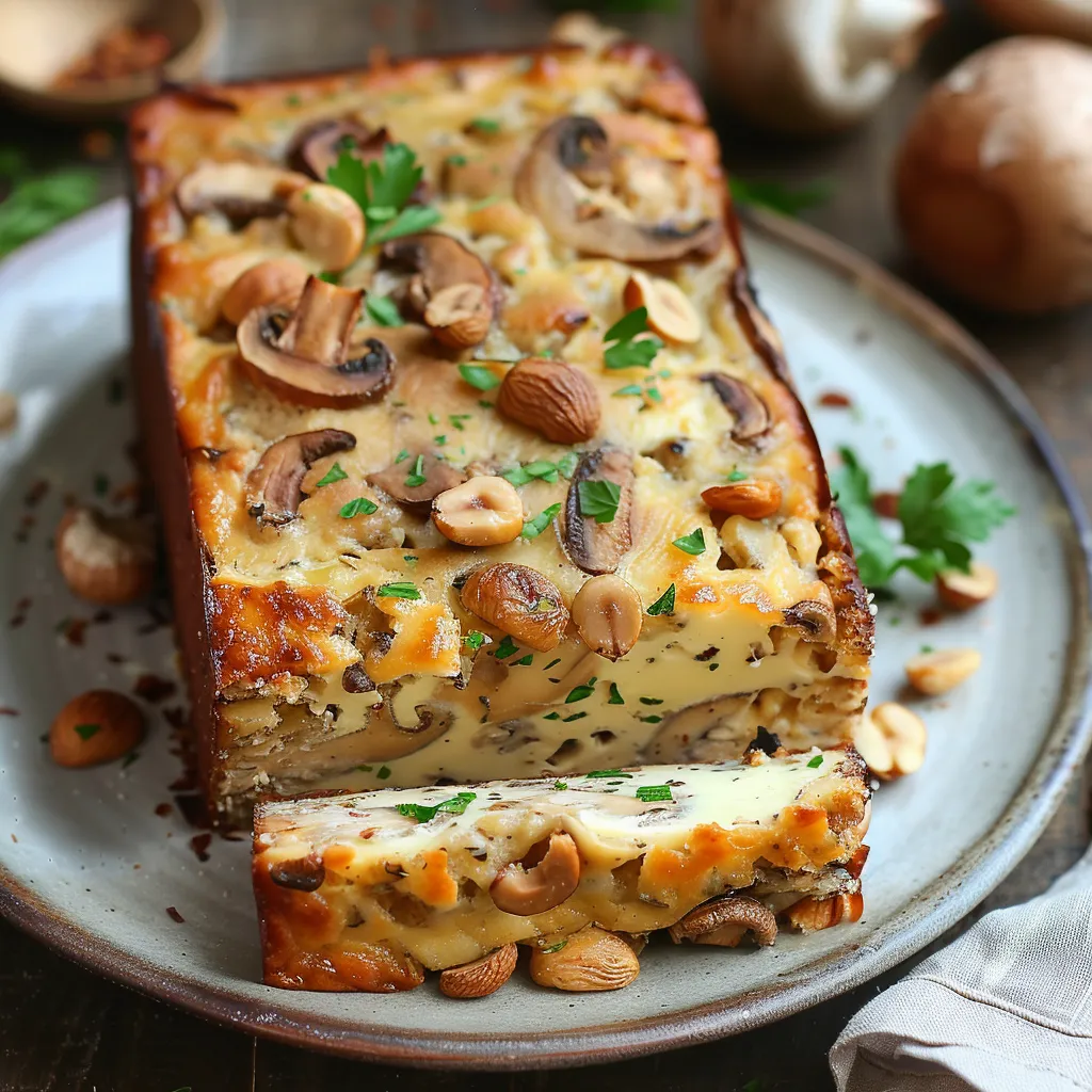 Delicious loaf with mushrooms, comté and hazelnuts