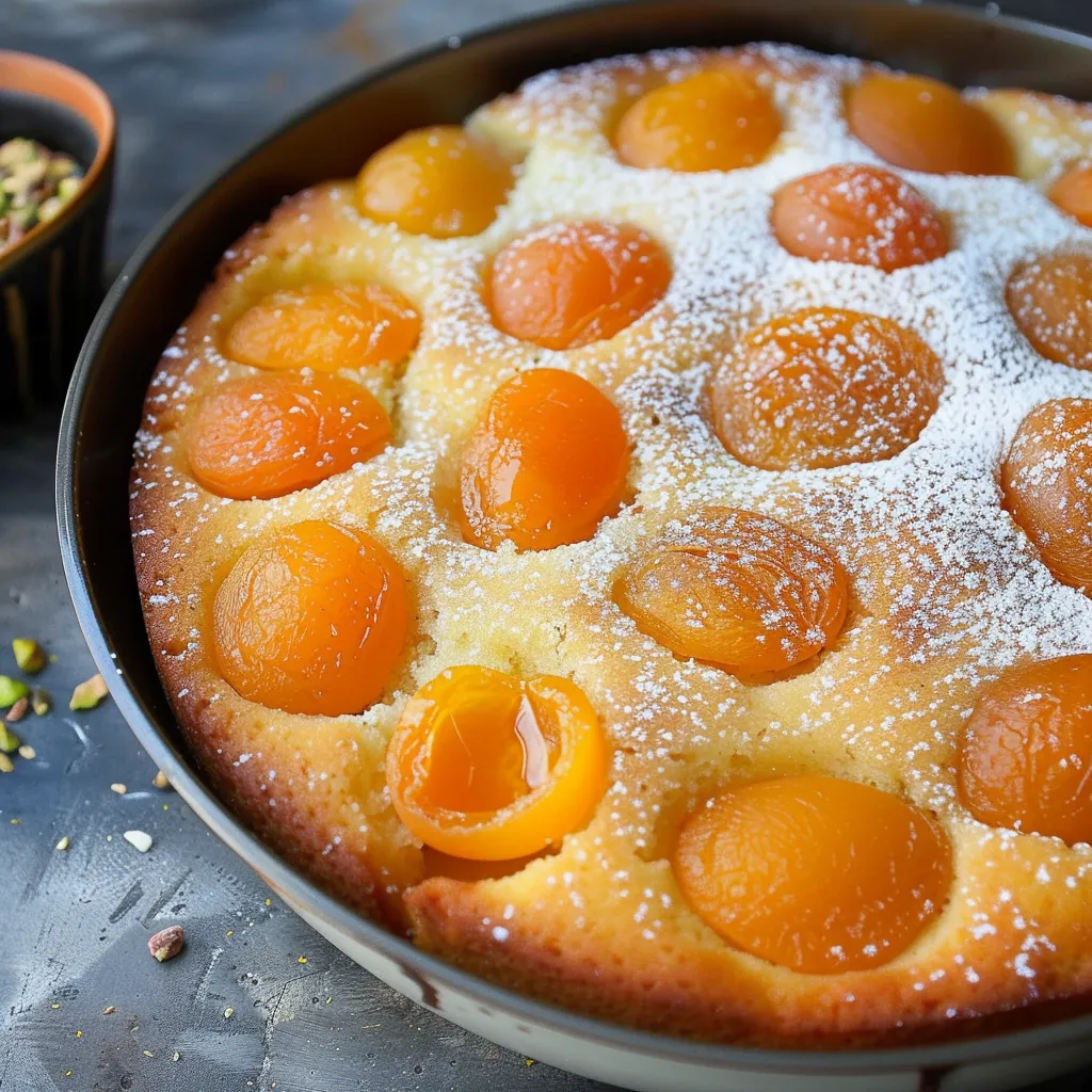 Moist and tasty apricot pistachio cake