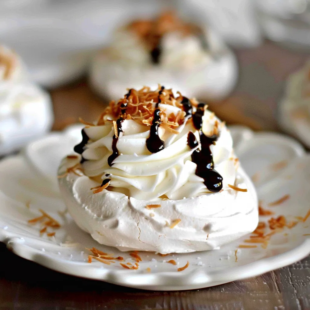 Elegant coconut mini pavlovas