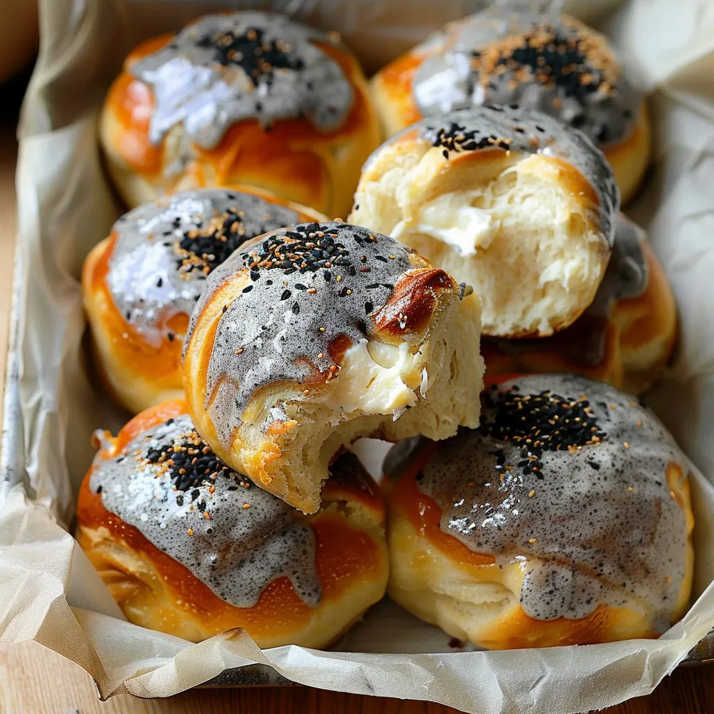 Soft milk bread without kneading with black sesame