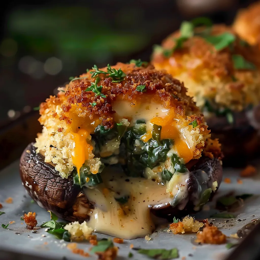 Crunchy stuffed mushrooms