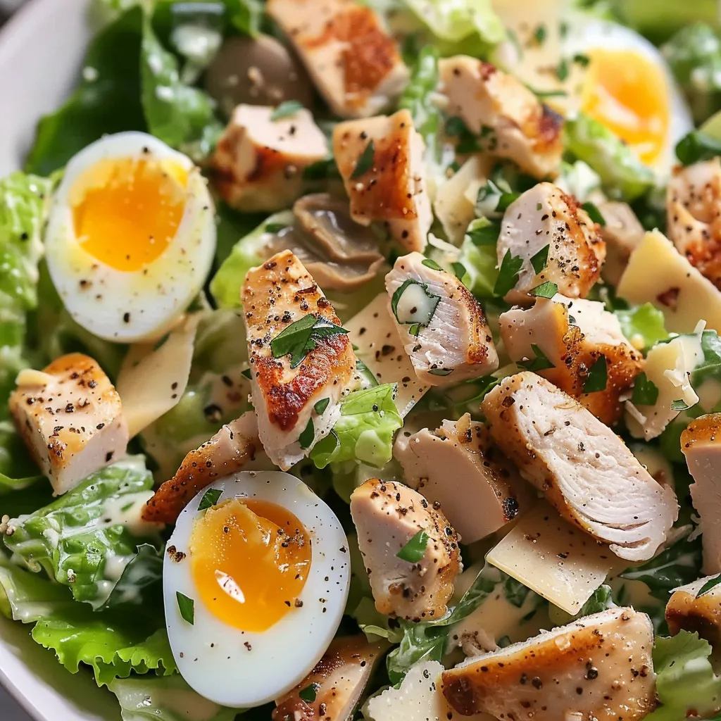 Tasty Caesar Salad with Chicken and Light Dressing