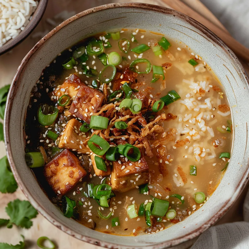 Miso ginger soup with crispy tofu