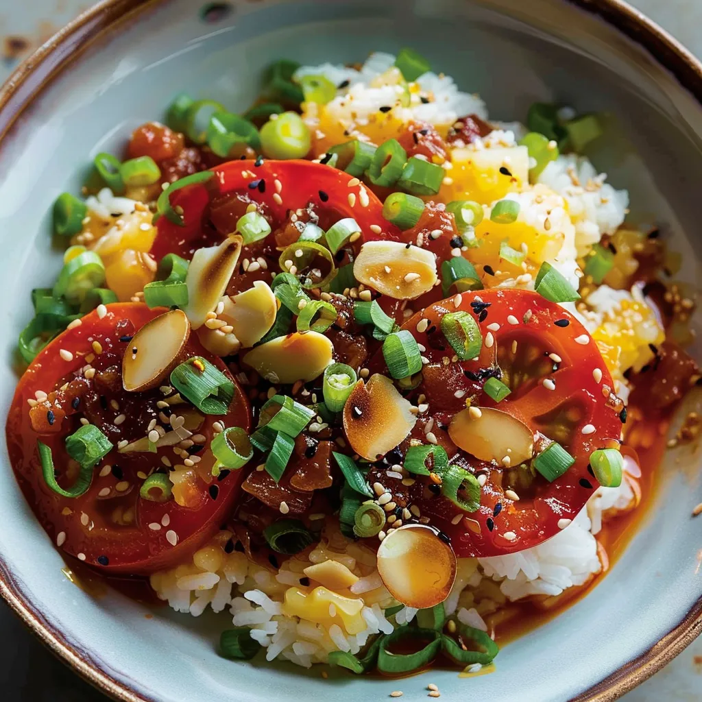 Tamari tomatoes and crispy rice
