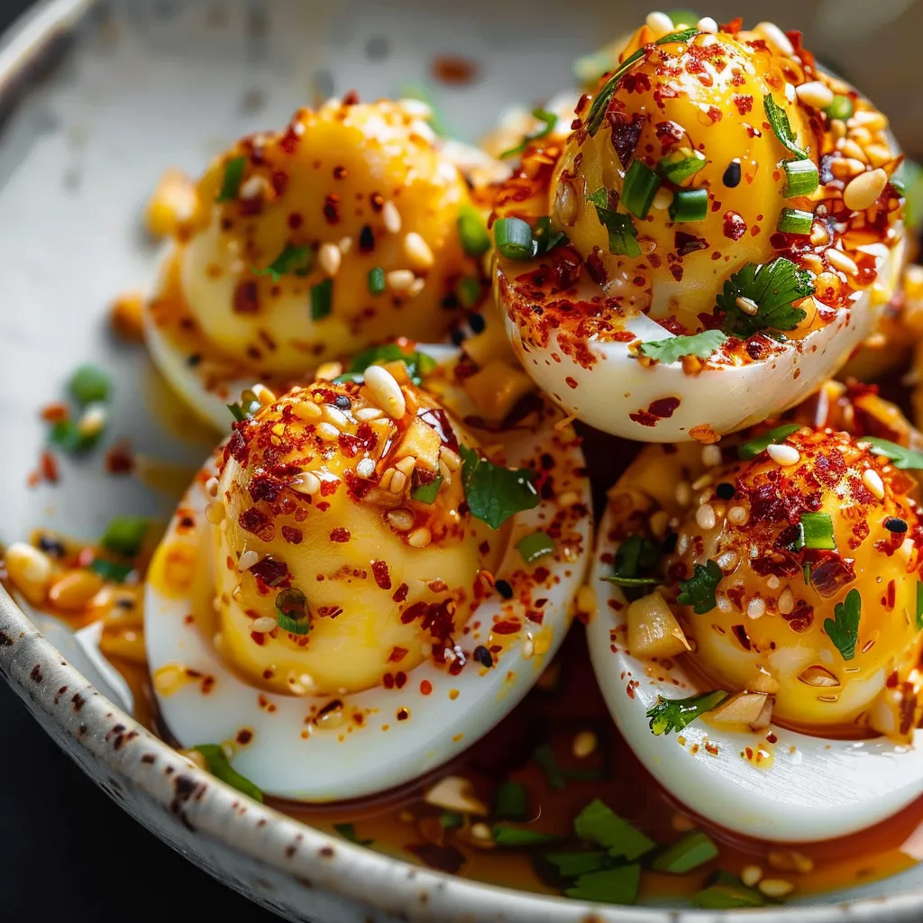Spicy garlic filled eggs